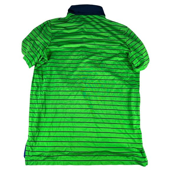 Ralph Lauren RLX Mens Size L Bright Green Blue Stripe Golf Polo Outdoor - Picture 2 of 6
